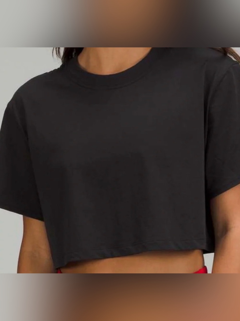 lululemon athletica Black Cropped Crew Tee